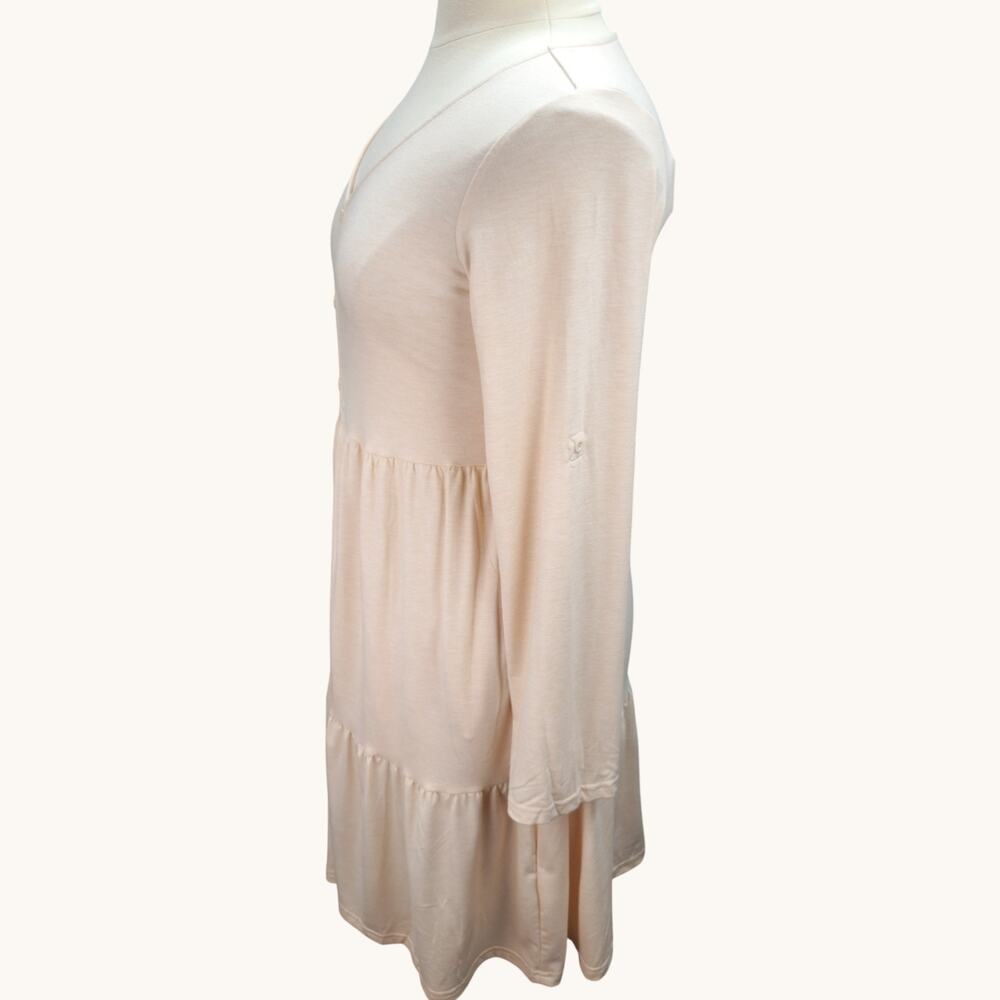 NWT Dokotoo Dress Women MED Light Pink Tiered Long Sleeve Buttons Cottagecore - Picture 6 of 12